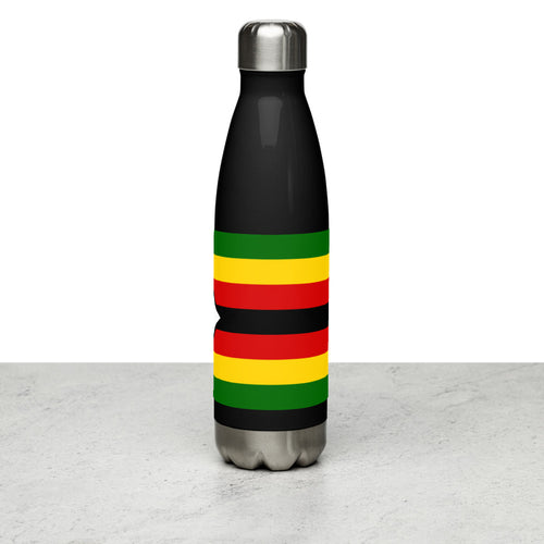 National Flag Water Bottles - Collection 4 Zimbabwe / 17 oz / Black