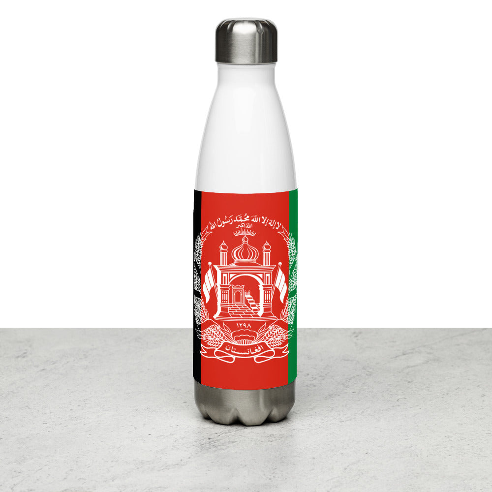 National Flag Water Bottles - Collection 1 Afghanistan water-bottle-white