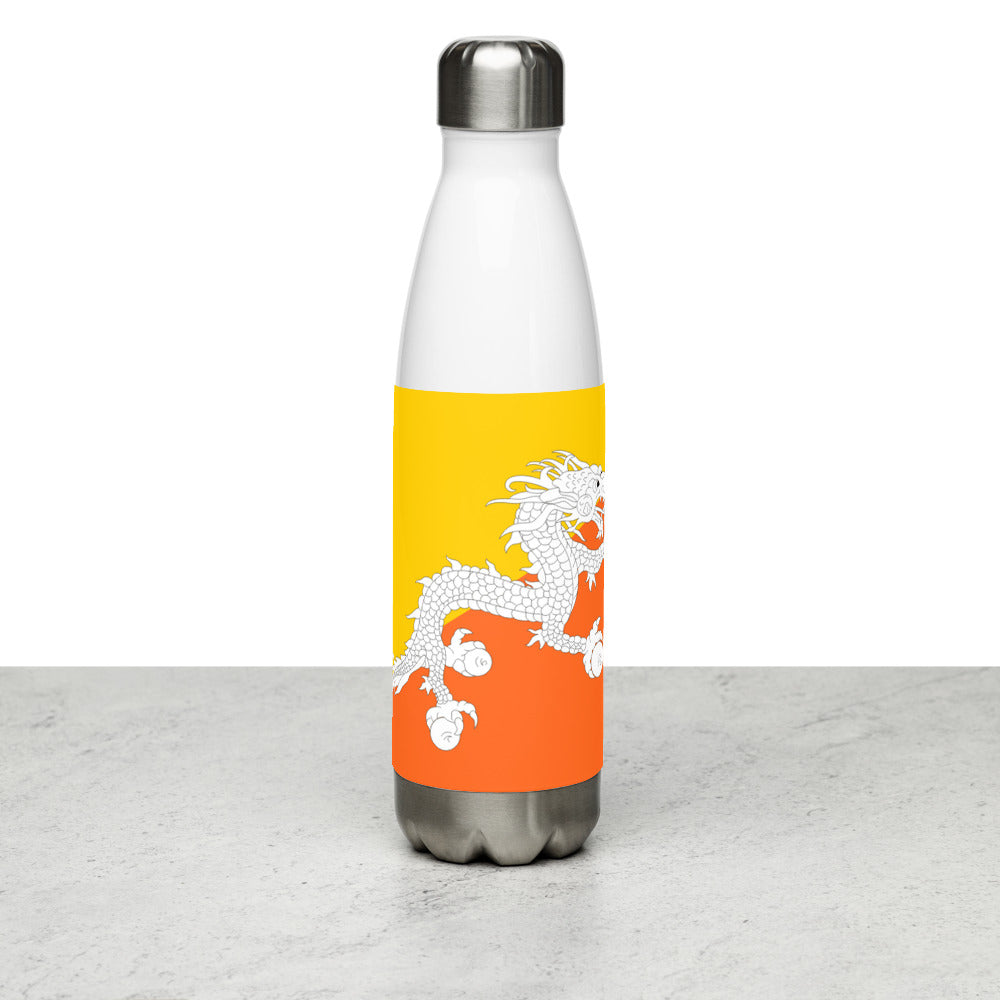 National Flag Water Bottles - Collection 1 Bhutan water-bottle-white