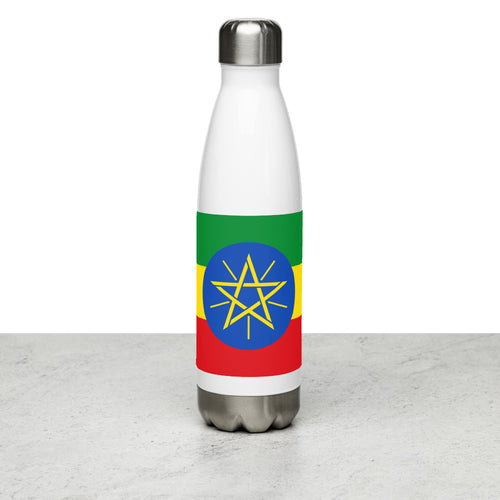 National Flag Water Bottles - Collection 2 Ethiopia / 17 oz / White