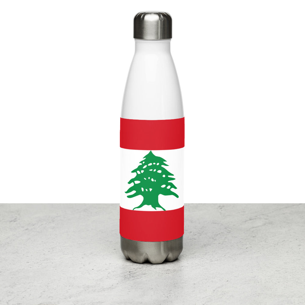 National Flag Water Bottles - Collection 2 Lebanon water-bottle-white
