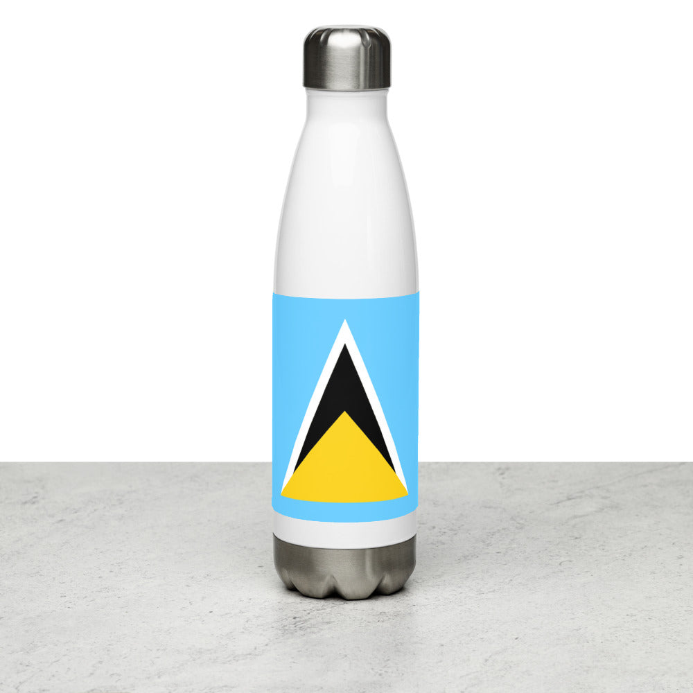 National Flag Water Bottles - Collection 2 St. Lucia water-bottle-white