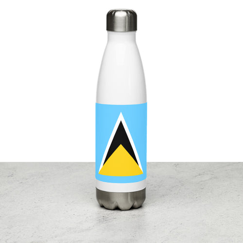 National Flag Water Bottles - Collection 2 St. Lucia / 17 oz / White
