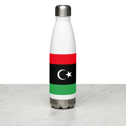 National Flag Water Bottles - Collection 3 Libya / 17 oz / White