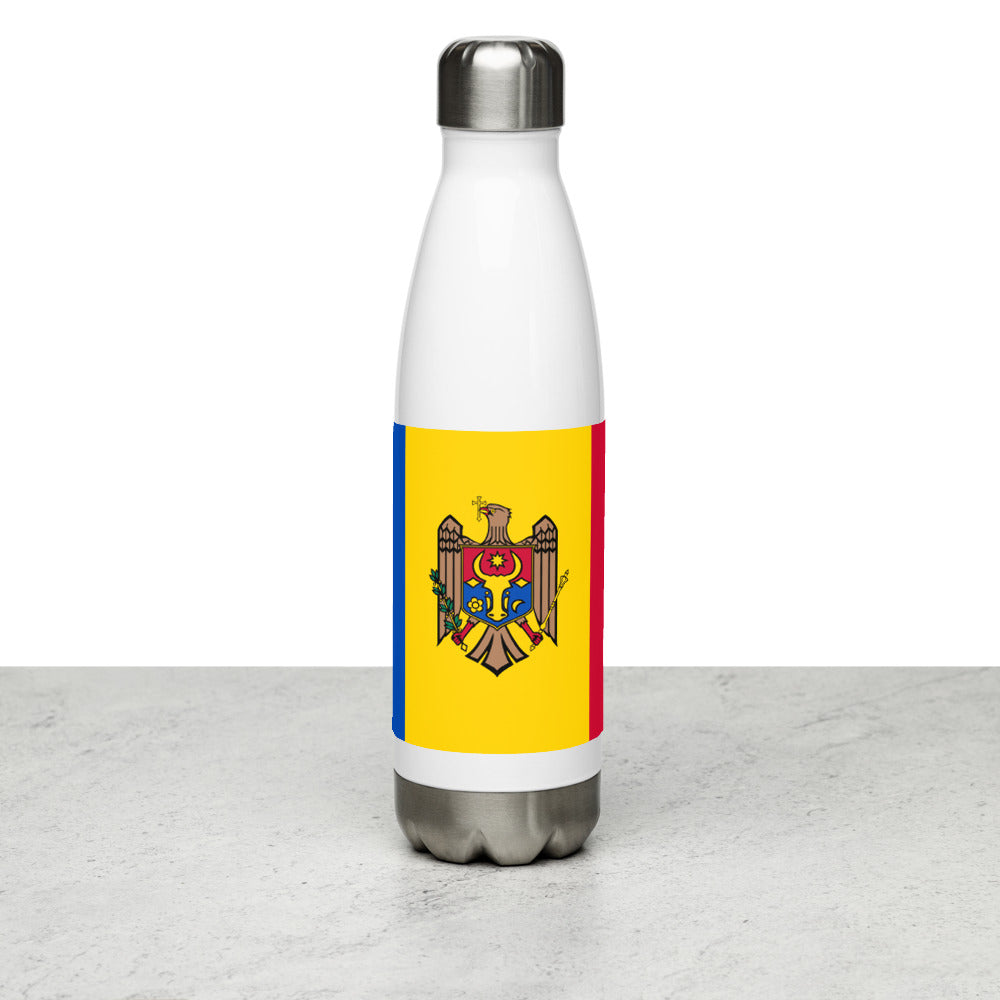 National Flag Water Bottles - Collection 3 Moldova water-bottle-white