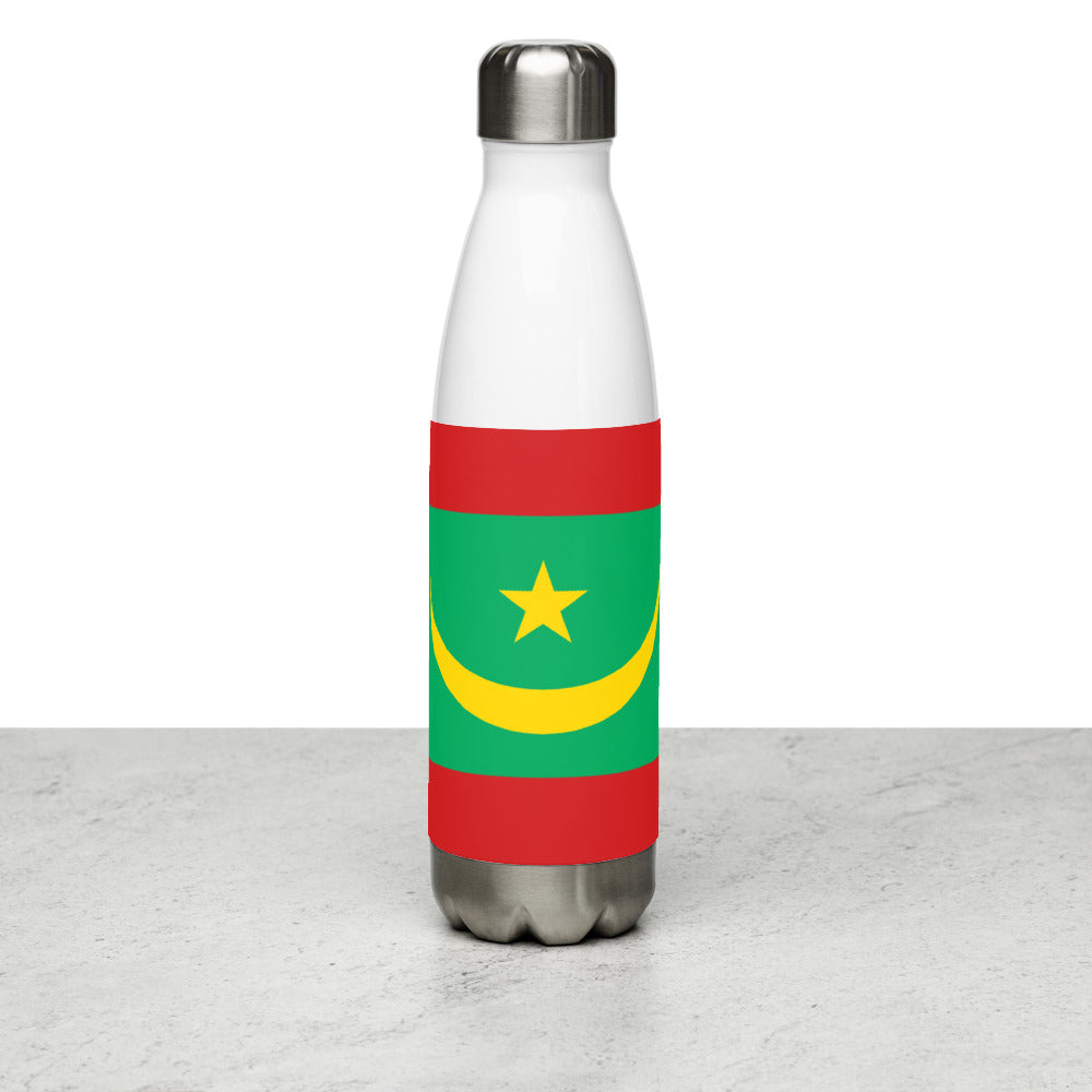 National Flag Water Bottles - Collection 3 Mauritania water-bottle-white
