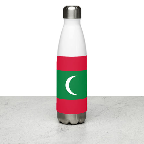 National Flag Water Bottles - Collection 3 Maldives / 17 oz / White
