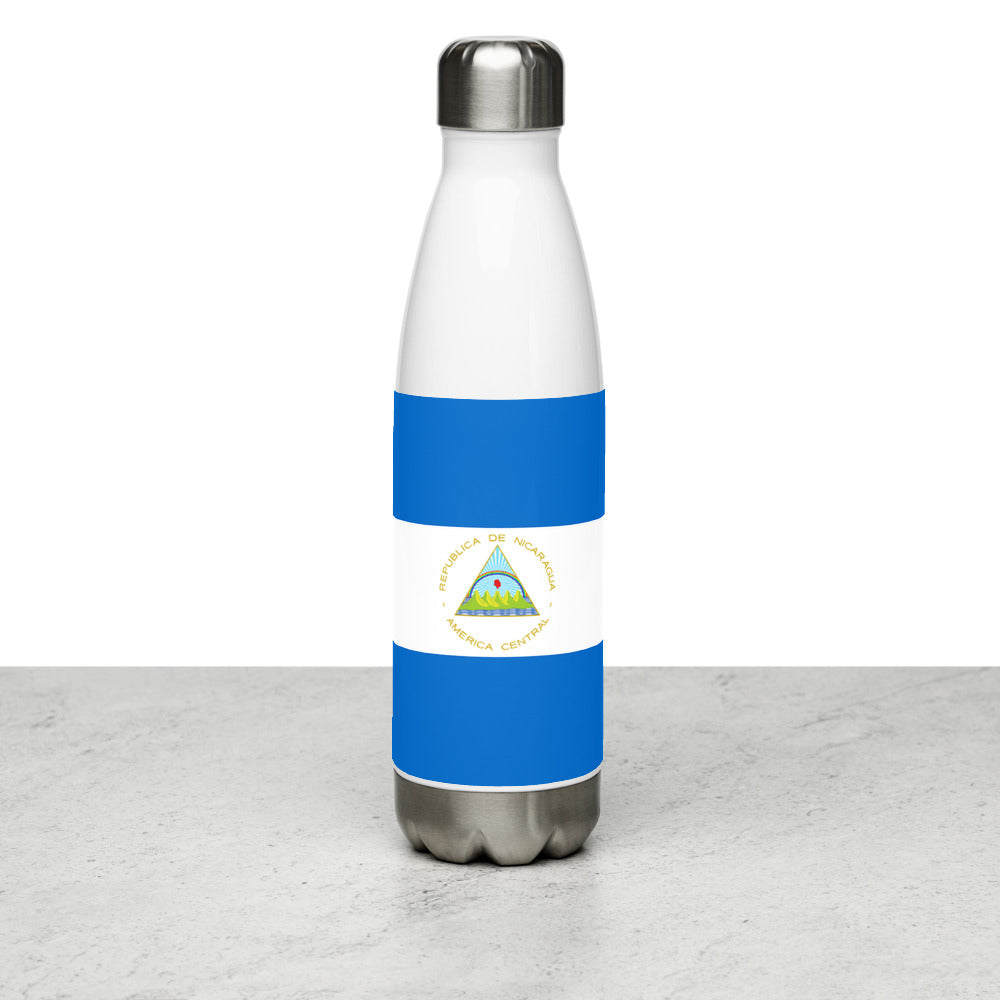 National Flag Water Bottles - Collection 3 Nicaragua water-bottle-white