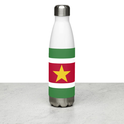 National Flag Water Bottles - Collection 4 Suriname / 17 oz / White