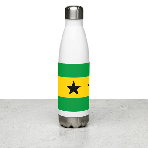 National Flag Water Bottles - Collection 4 Sao Tome & Principe / 17 oz / White