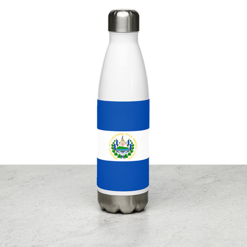 National Flag Water Bottles - Collection 4 El Salvador / 17 oz / White
