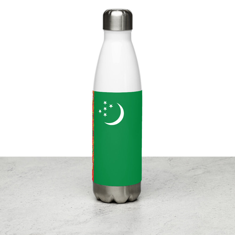 National Flag Water Bottles - Collection 4 Turkmenistan water-bottle-white