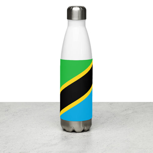 National Flag Water Bottles - Collection 4 Tanzania / 17 oz / White