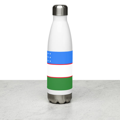 National Flag Water Bottles - Collection 4 Uzbekistan / 17 oz / White