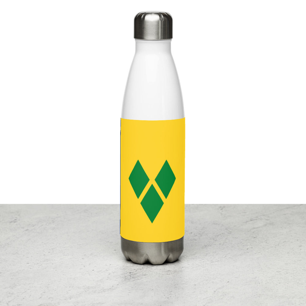 National Flag Water Bottles - Collection 4 St. Vincent & Grenadines water-bottle-white